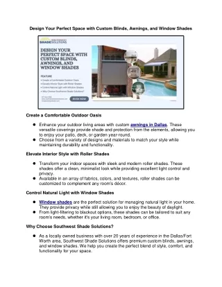 Design Your Perfect Space with Custom Blinds, Awnings, and Window Shades