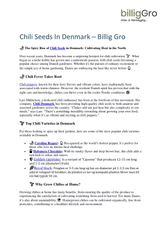 Chili Seeds In Denmark