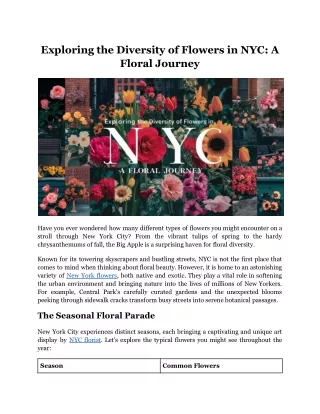 Exploring the Diversity of Flowers in NYC_ A Floral Journey
