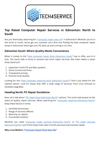 Top Rated Computer Repair Services in Edmonton North to South