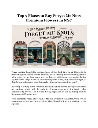 Top 5 Places to Buy Forget Me Knots Premium Flowers in NYC