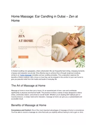 Home Massage Ear Candling in Dubai – Zen at Home