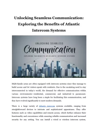 Unlocking Seamless Communication_ Exploring the Benefits of Atlantic Intercom Systems
