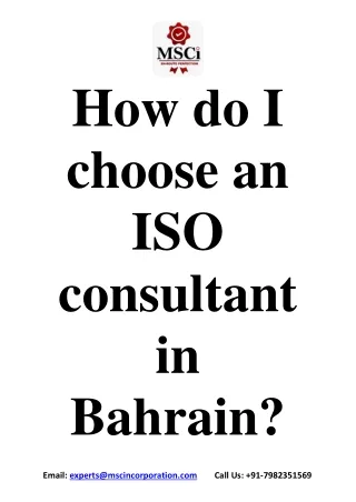 How do I choose an ISO consultant in Bahrain