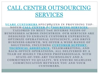 CALL CENTER OUTSOURCING SERVICES