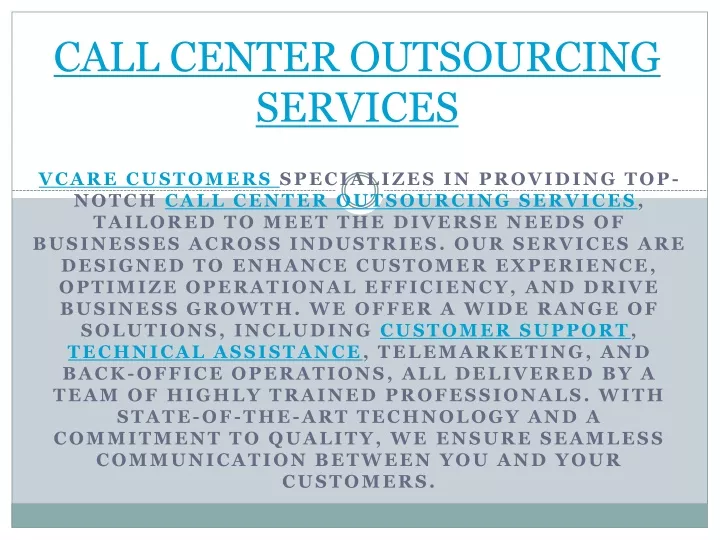 call center outsourcing services