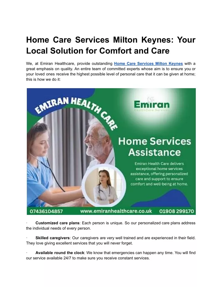 home care services milton keynes your local