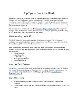 SLS Hyd- Top Tips to Crack the SLAT