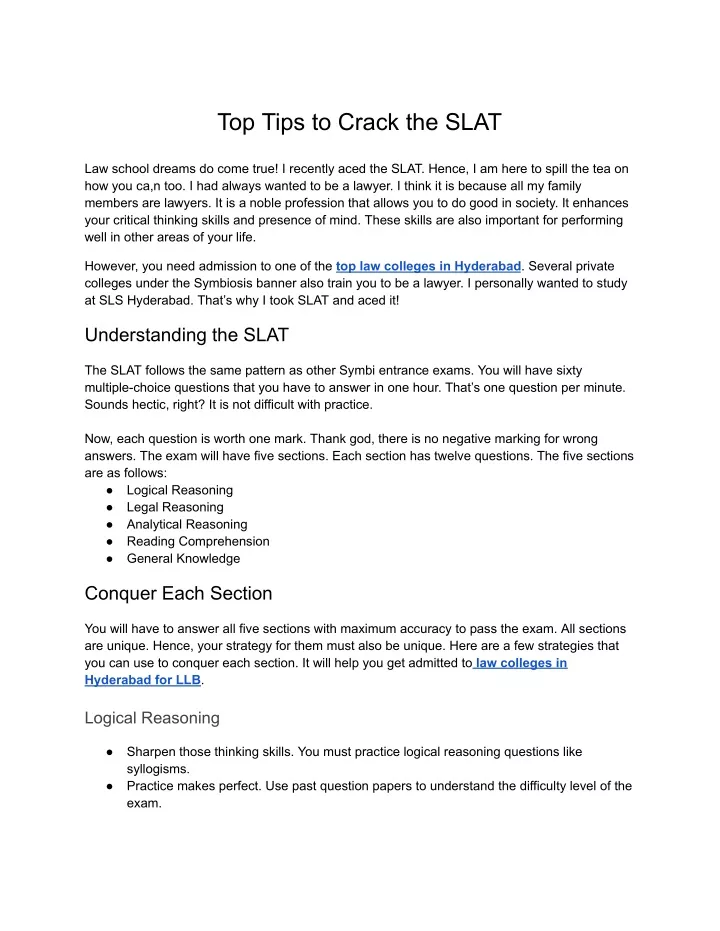 top tips to crack the slat