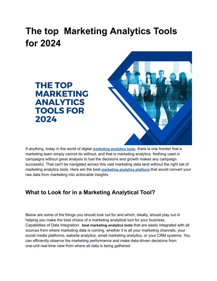 the top marketing analytics tools for 2024