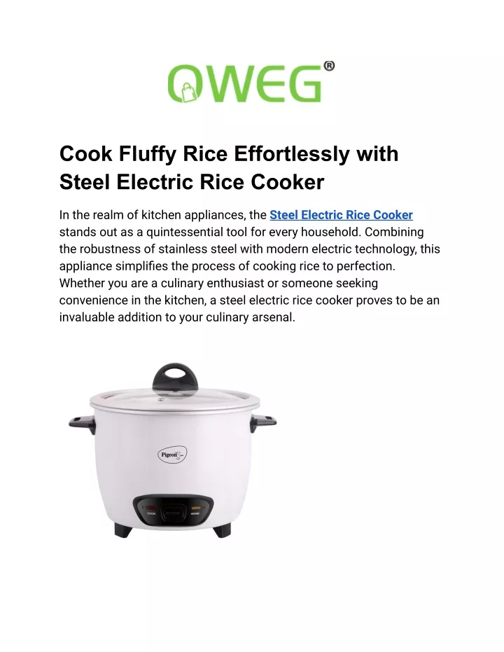 cook fluffy rice effortlessly with steel electric