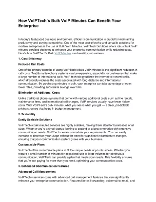 How VoIPTech’s Bulk VoIP Minutes Can Benefit Your  Enterprise