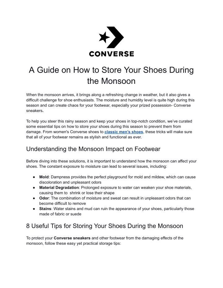 a guide on how to store your shoes during