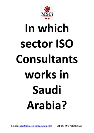 In which sector ISO Consultants works in Saudi Arabia