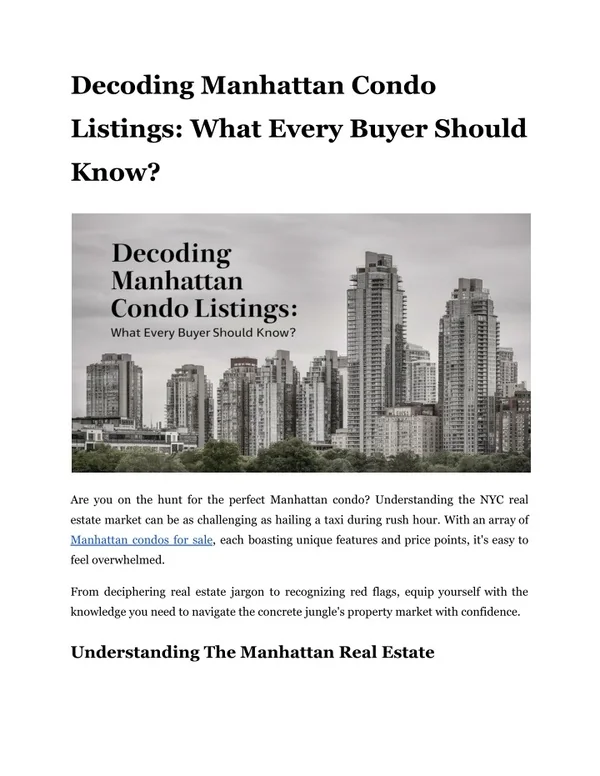 Photo inspiration: Visual Reference: Ppt Decoding Manhattan Condo Listings What Every Buyer Should Know