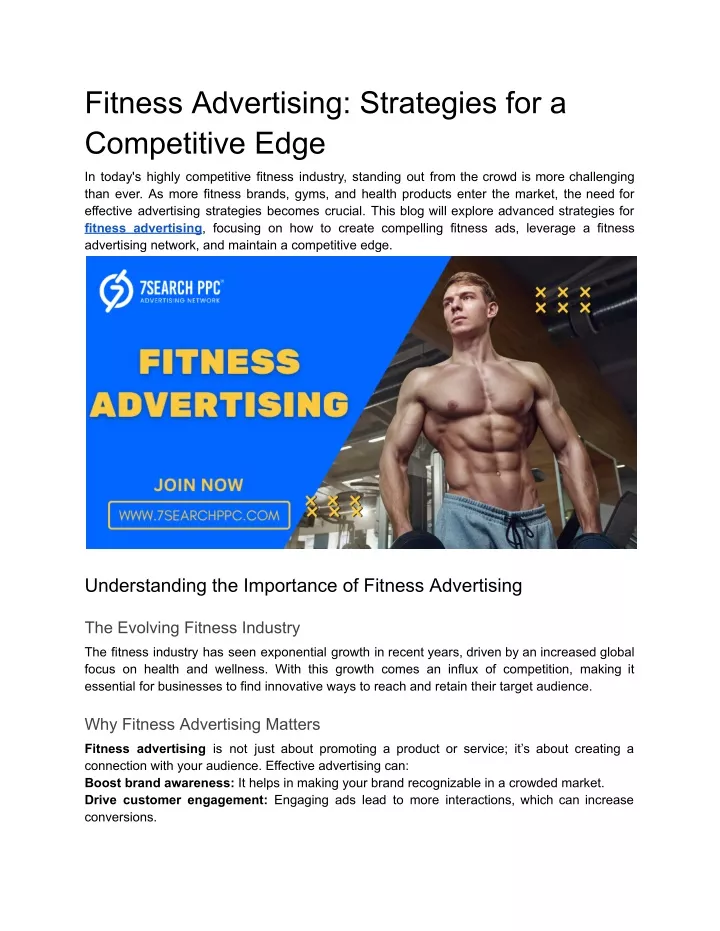 fitness advertising strategies for a competitive