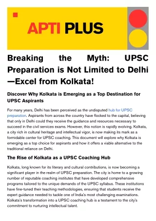 UPSC Preparation is Not Limited to Delhi