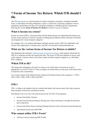 7 forms of income tax return which itr should
