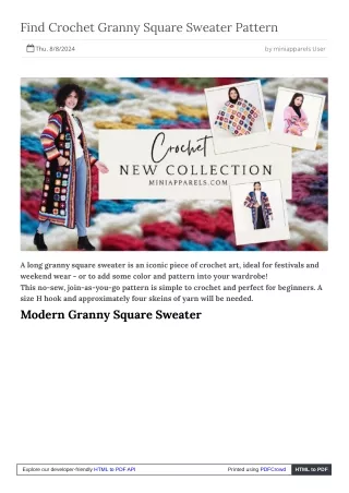 find crochet granny square sweater pattern
