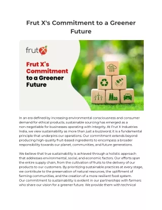 Frut X's Commitment to a Greener Future
