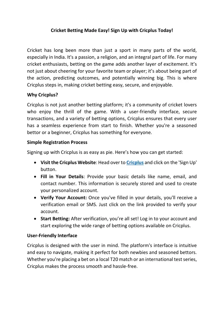 cricket betting made easy sign up with cricplus