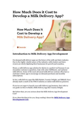 how much does it cost to develop a milk delivery app