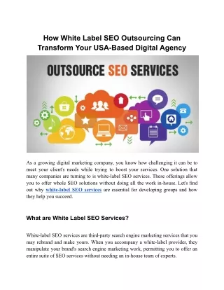 How White Label SEO Outsourcing Can Transform Your USA-Based Digital Agency