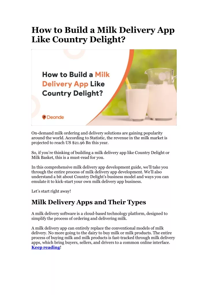 how to build a milk delivery app like country delight