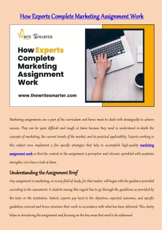 How Experts Complete Marketing Assignment Work