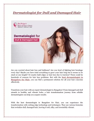 Dermatologist for Dull and Damaged Hair