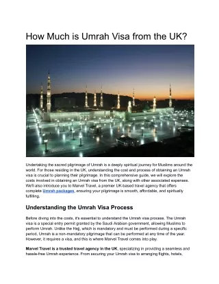 How Much is Umrah Visa from the UK