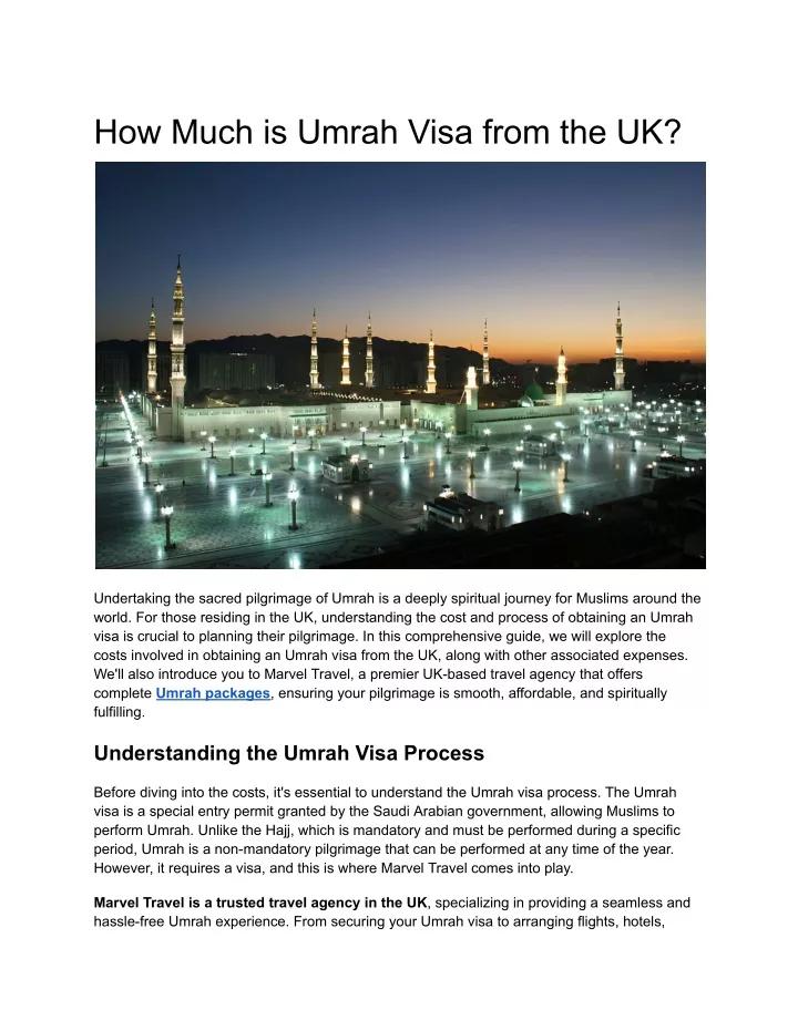 how much is umrah visa from the uk