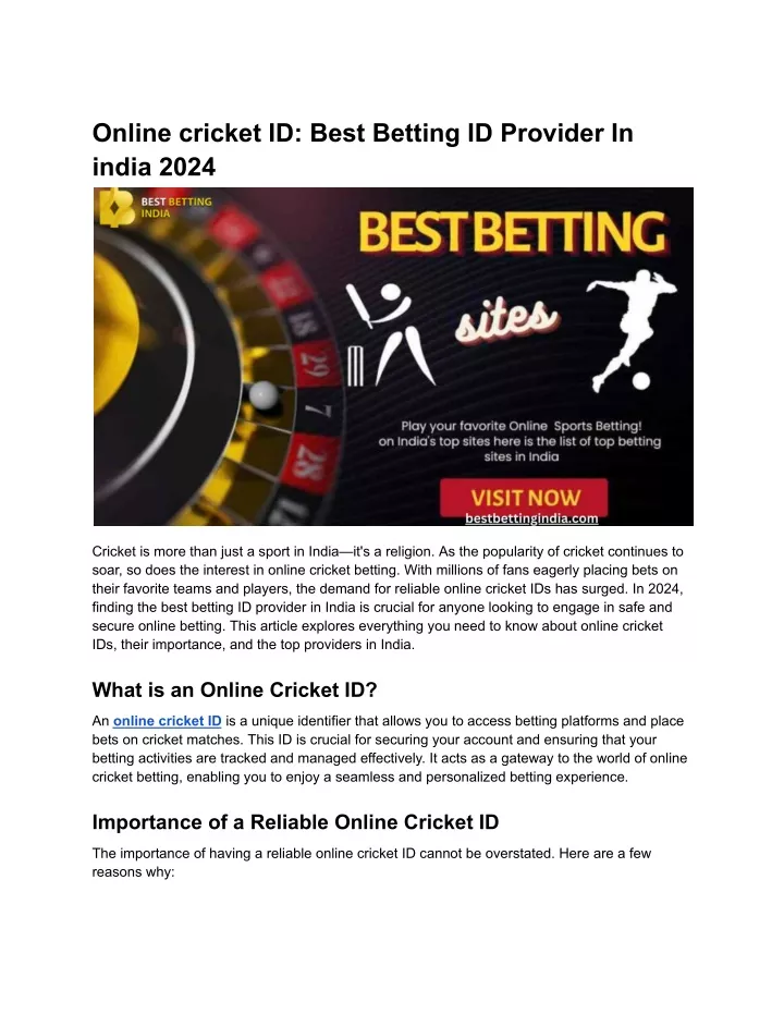 online cricket id best betting id provider