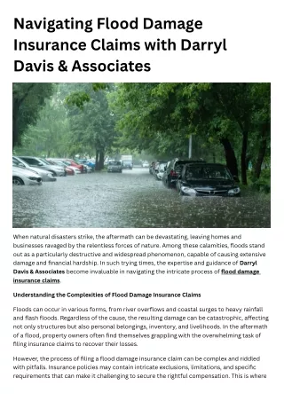 Expert Flood Damage Insurance Claims - Darryl Davis & Associates