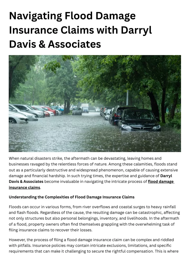 navigating flood damage insurance claims with