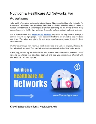 Nutrition & Healthcare Ad Networks For Advertisers