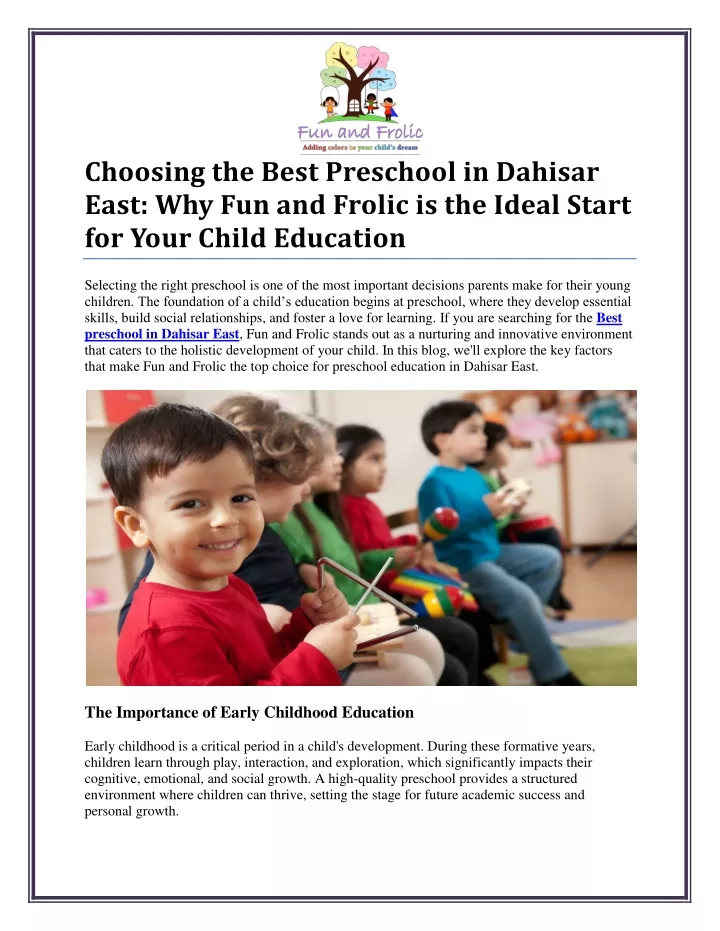 choosing the best preschool in dahisar east