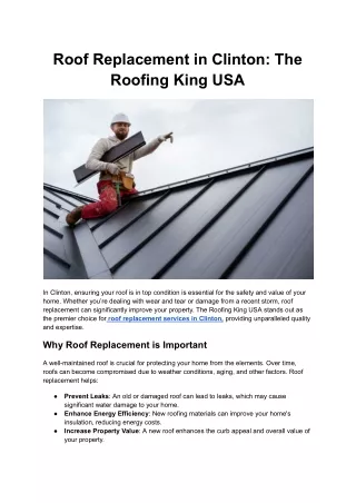 Roof Replacement in Clinton :The Roofing King USA