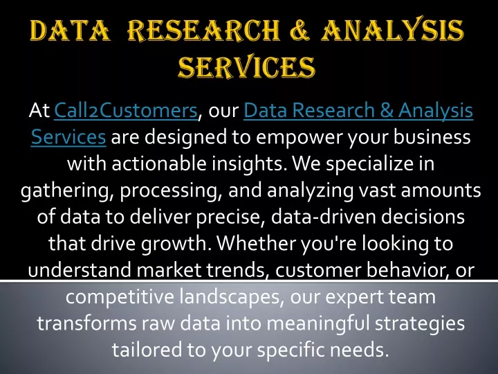 data research analysis services