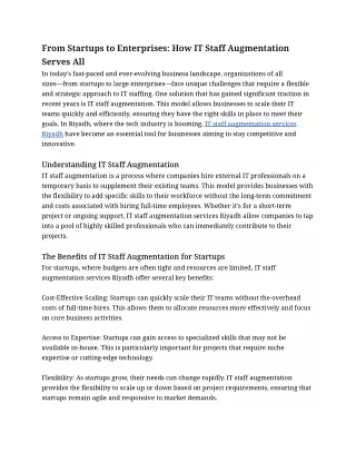 From Startups to Enterprises: How IT Staff Augmentation Serves All