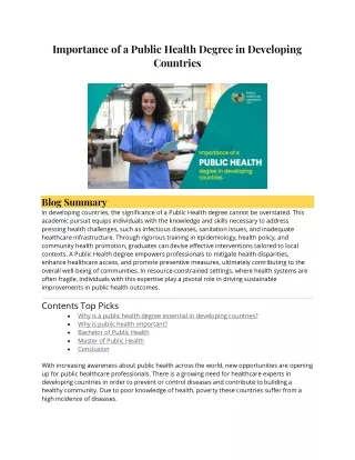 Importance of a Public Health Degree in Developing Countries