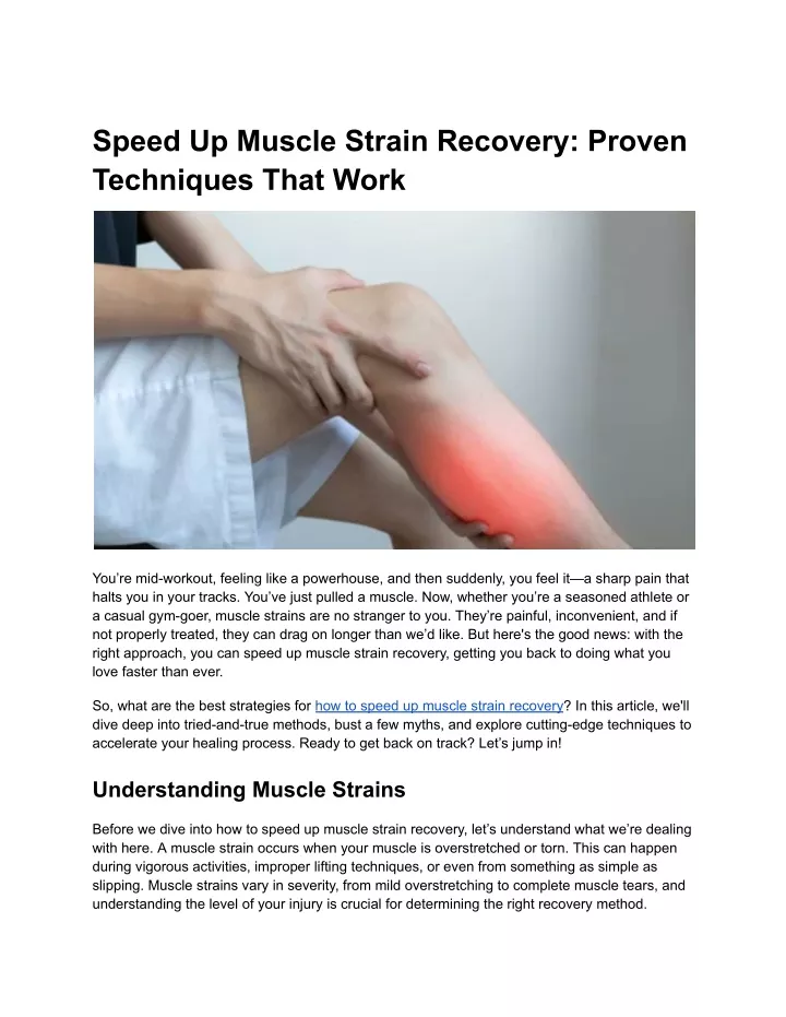 speed up muscle strain recovery proven techniques