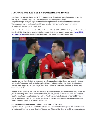 FIFA World Cup End of an Era Pepe Retires from Football