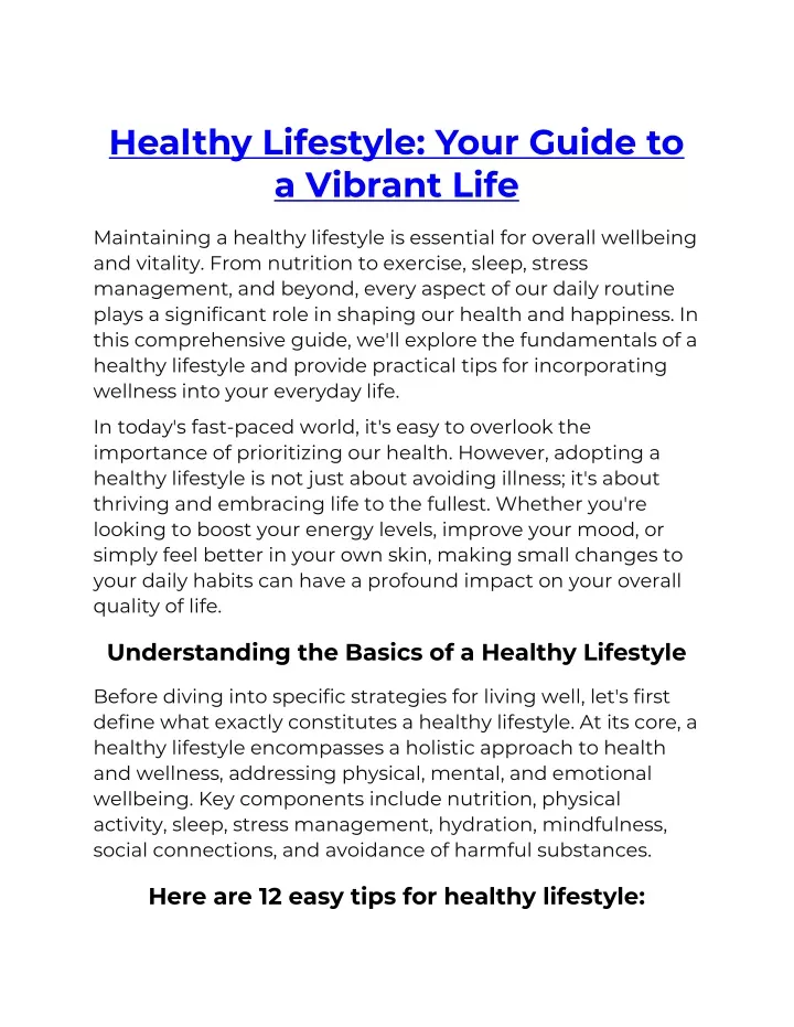 healthy lifestyle your guide to a vibrant life