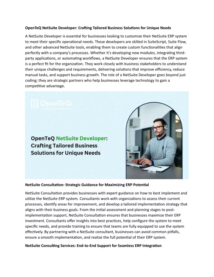 openteq netsuite developer crafting tailored