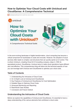 how to optimize your cloud costs with unicloud