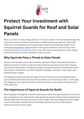 protect your investment with squirrel guards