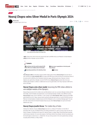 Neeraj Chopra wins Silver Medal in Paris Olympic 2024