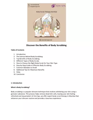 Discover the Benefits of Body Scrubbing - Fem Spa