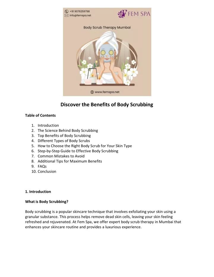 discover the benefits of body scrubbing